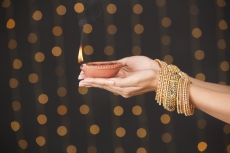 beautiful hands holding diya 