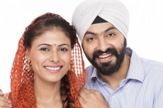 sikh couple smiling and posing 