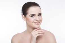 girl posing with her perfect smooth skin