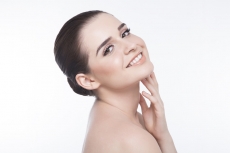 young girl showing skincare 