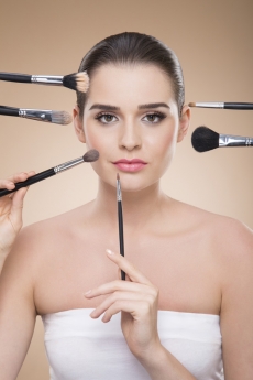 girl during make up process