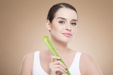 girl posing with aloe vera 
