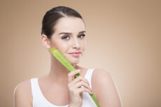 girl posing with aloe vera 