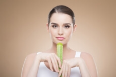girl posing with aloe vera 
