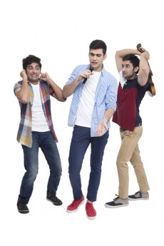 boys having fun,boys while playing music