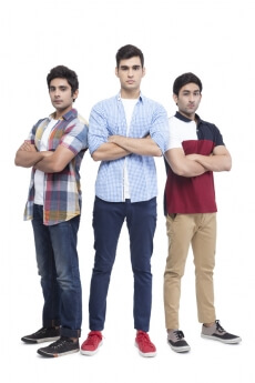 three young friends posing in style 