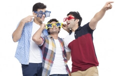 three friends wearing funky shades