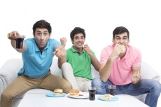 friends cheerful during cricket match