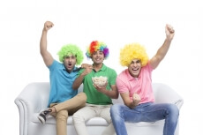 friends cheerful during cricket match