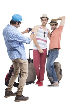 friends on tour clicking pictures