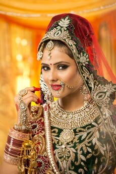 shy indian bride posing 