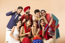 group of indian people taking picture during festive season
