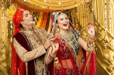 indian bride and groom dancing
