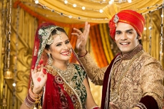 indian bride and groom dancing