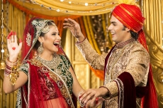 indian bride and groom dancing