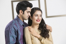 couple romancing at home