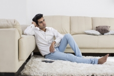 man relaxing at home