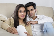 couple romancing at home