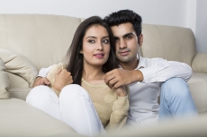 couple romancing at home