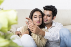 couple romancing at home
