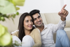 couple romancing at home