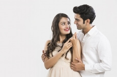 young couple romancing