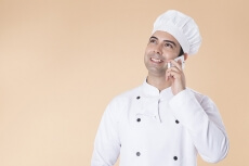 chef talking on phone