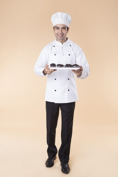 chef with cupcakes