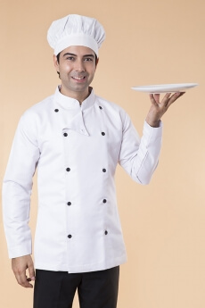 chef with serving plate 