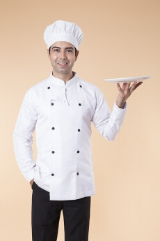 chef with serving plate 