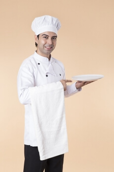 chef with serving plate 