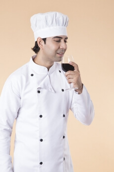 chef tasting wine 