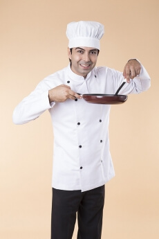 chef with frying pan