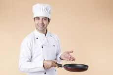 chef with frying pan