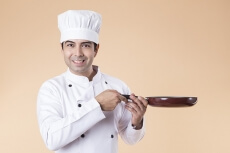 chef with frying pan