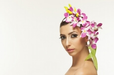 woman wearing flower band