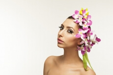 woman wearing flower band