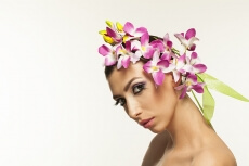 woman wearing flower band