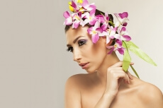woman wearing flower band