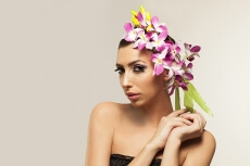 woman wearing flower band