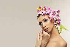 woman wearing flower band