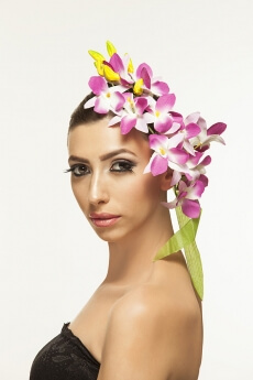 woman wearing flower band