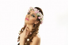 woman in wreath of flowers