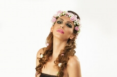 woman in wreath of flowers
