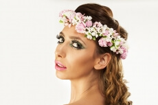 woman in wreath of flowers