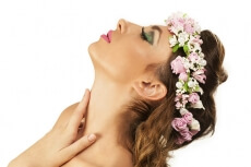 woman in wreath of flowers