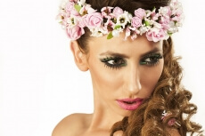 woman in wreath of flowers