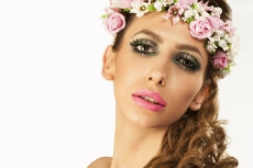 woman in wreath of flowers