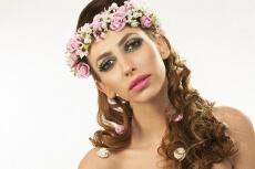 woman in wreath of flowers