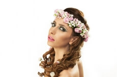 woman in wreath of flowers